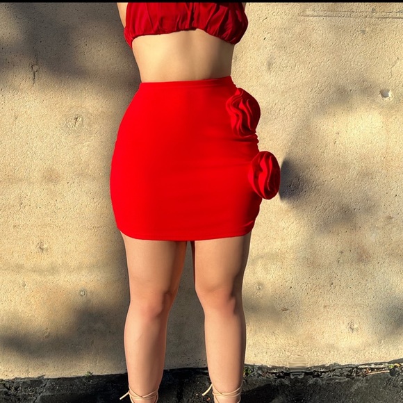 ROSE MINI SKIRT - RED - Picture 2 of 4